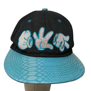 New League Men's Snapback Hat Black Blue Size OSFA Embroidered Rock Paper Cut